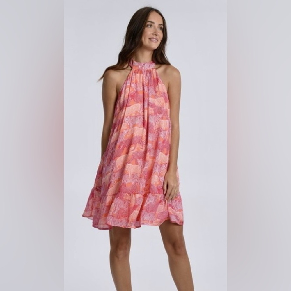 MOLLY BRACKEN LADIES high neck DRESS - PINK SAVANNAH - Large